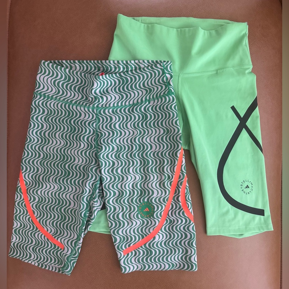 Bundle 2 Pairs Stella McCartney Adidas Cycling Bike Shorts Green Activewear S